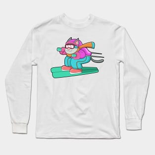 Cat as Ski jumper with Ski & Ski goggles Long Sleeve T-Shirt